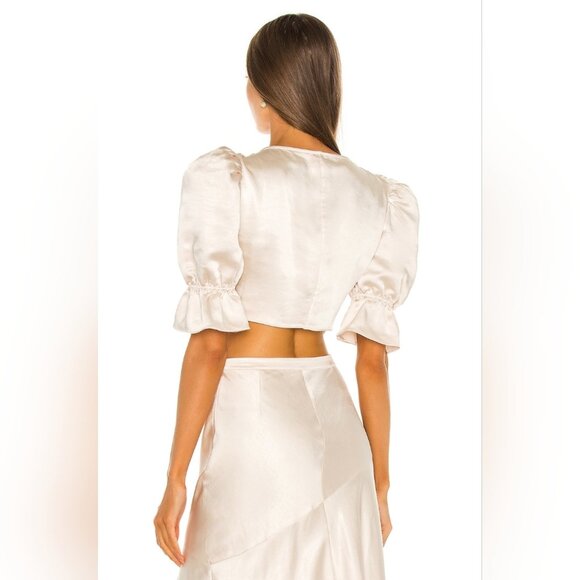 LPA Candy Tie front Top Satin Ouff sleeves size L - Picture 4 of 12